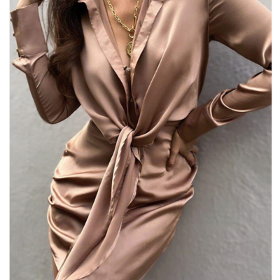 V-neck fashion sexy long sleeve dress