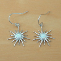 BOXED GIFT SET/Sterling Silver White Opal Sun Pendant & Chain/Silver Opal Necklace UK/Opal Jewellery/Opal Jewelry/Opal Earrings/UK - Thumbnail 6