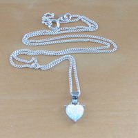 Sterling Silver Opal Heart Pendant & Chain/Opal Necklace/Opal Heart Necklace/Opal Jewellery/Opal Pendant/October Birthstone/Opal Jewelry/Opal Gift - Thumbnail 1