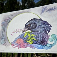 "Memories and Dreams" Crow Original - Watercolor Painting - Thumbnail 1