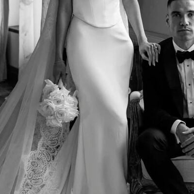 Elegant wedding dress, mermaid satin beach boho bridal dress bridal gown - Thumbnail 2