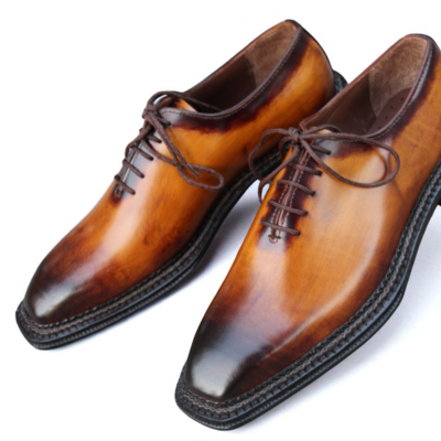 Crafted leather handmade men brown patina leather norwegian welted oxford dress shoes