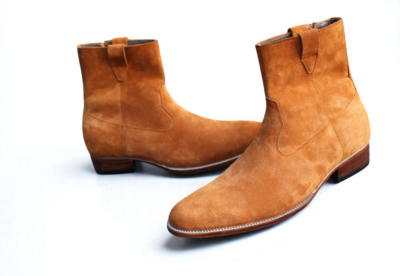 Crafted Leather Classic Handmade Tan Suede Leather Side Zipper Jodhpur Boot