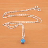 BOXED GIFT/ Sterling Silver Blue Opal & Cz Pendant & Chain/Blue Opal Necklace/Opal Jewellery/Opal Jewelry/UK - Thumbnail 2