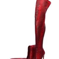 Pointed Python Pattern Stiletto Heel Thigh Boots Performance Boots 47 Large Size Custom Boots - Thumbnail 3