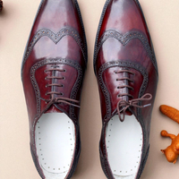 Crafted Leather Made to Order Classic Wingtip Oxford Dress Shoes - Thumbnail 2