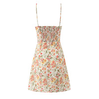 Retro holiday casual floral short A-line skirt suspenders skirt - Thumbnail 1