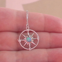 BOXED GIFT/Sterling Silver Blue Opal Compass Necklace/Opal Necklace/Blue Opal Necklace/Opal Jewellery/Opal Jewelry/Gemstone Necklace/UK - Thumbnail 3