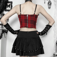 Edgy Gothic Dark Punk Rivet Black Bandage Mini Skirt - Thumbnail 1