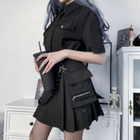 Y2K E-Girl Grunge Punk Gothic Black High Waist Skirt - Thumbnail 5