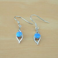 BOXED GIFT/Sterling Silver Blue Opal Drop Earrings/Opal Jeweller/Blue Opal Earrings/Opal Jewellery/Opal Jewelry/October Birthstone/UK - Thumbnail 1