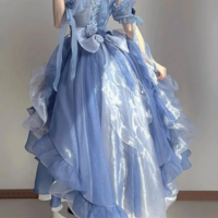 Blue Kawaii Sweet Puffy Party Princess Dress - Thumbnail 2