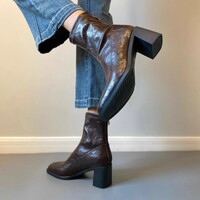 High-heeled elastic soft sole retro thick-heeled boots 2 colors - Thumbnail 5