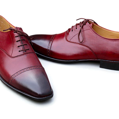 Crafted leather brown leather oxford lace up dress shoes