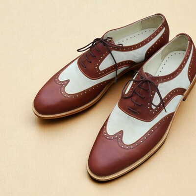 Crafted leather brown suede leather oxford dress shoes