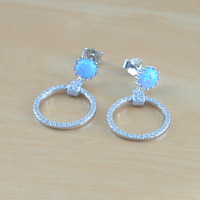 BOXED GIFT/Sterling Silver Blue Opal Hoop Earrings/Opal Earrings/Blue Opal Jewellery/Blue Opal Jewelry/Gemstone Earrings/UK - Thumbnail 1