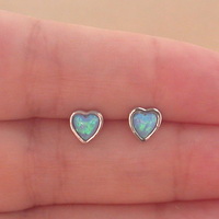 BOXED GIFT/Sterling Silver Blue Opal Heart Stud Earrings/Blue Opal Earrings/Blue Opal Studs/Blue Opal Jewellery/Blue Opal Jewelry/UK - Thumbnail 4