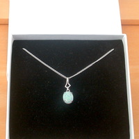 BOXED GIFT/925 White Opal Pendant & 18 inch Silver Chain/Sterling Silver Opal Necklace/Opal Jewellery/Opal Jewelry/U.K - Thumbnail 6