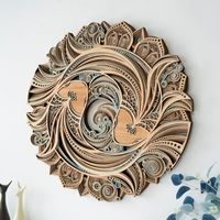 STEREOWOOD Koi and Lotus Multi-Layer Wall Art, Large Geometric Wood Wall Art - Thumbnail 2