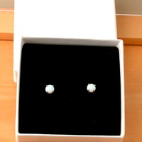 BOXED GIFT/White Opal Stud Earrings/Opal Earrings/Opal Jewelry/Opal Jewellery/Opal Jewelery/October Birthstone/5mm Stud Earrings/UK - Thumbnail 6