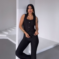 Business stripes suit - Black - Thumbnail 1