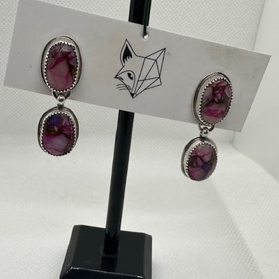 Pink dahlia earrings