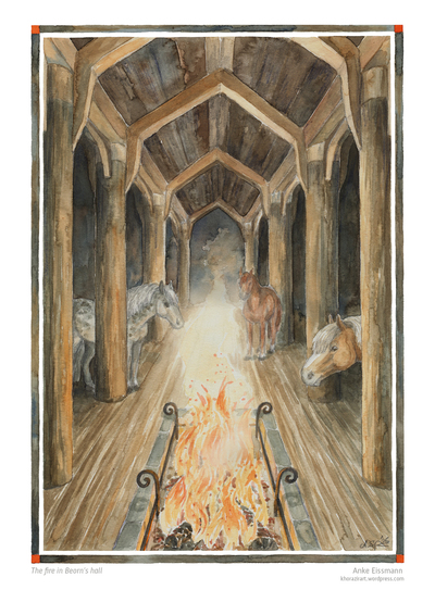 Tolkien A4 Artprint: "The fire in Beorn’s hall"