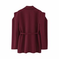 Fashionable design waist tie wide shoulder suit jacket - Thumbnail 1