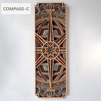 STEREOWOOD Compass, Symmetrical Mandala Wall Art, 3D Laser Cut Geometric Wood Decor Set, Handcrafted Wall Sculpture Panels - Thumbnail 4