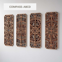 STEREOWOOD Compass, Symmetrical Mandala Wall Art, 3D Laser Cut Geometric Wood Decor Set, Handcrafted Wall Sculpture Panels - Thumbnail 1