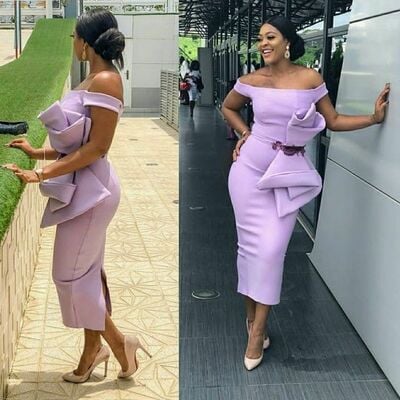 Simple pink sheath tea-length prom dress evening formal gown sexy birthday party gown - Thumbnail 2