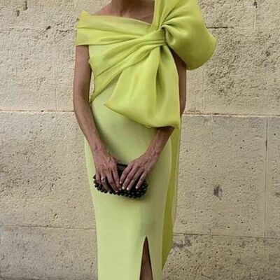 Simple oliver green sheath satin prom dress evening formal gown sexy birthday party gown - Thumbnail 1
