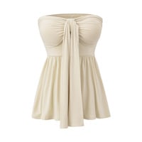 Women's Twisted Pleated Ribbon Tube Top + Long-sleeved Cardigan Jacket Two-piece Set - Thumbnail 5