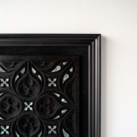 STEREOWOOD Aurora Rose Wall Art - Hand Carved Mother of Pearl in Black Frame, Geometric Home Decor, Wedding Anniversary Gift, Wall Sculpture - Thumbnail 9
