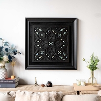 STEREOWOOD Aurora Rose Wall Art - Hand Carved Mother of Pearl in Black Frame, Geometric Home Decor, Wedding Anniversary Gift, Wall Sculpture - Thumbnail 1
