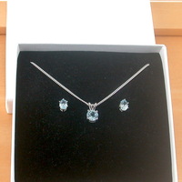 BOXED GIFT SET/Blue Topaz Solitaire Pendant & 18" Silver Chain/Blue Topaz Necklace/Topaz Jewellery/Topaz Earrings/November Birthstone/UK - Thumbnail 9