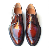 Crafted Leather Classic Burgundy Calf Leather Lace up Oxford Dress Shoes - Thumbnail 1