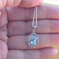 BOXED GIFT SET/Sterling Silver Blue Topaz Pendant & 18" Silver Chain/Sterling Silver Topaz Necklace/Topaz Jewellery/Topaz Jewelry/UK - Thumbnail 4