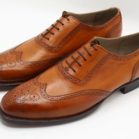 Crafted Leather Classic Brown Leather Formal Oxford Wingtip Lace up Dress Shoes - Thumbnail 3