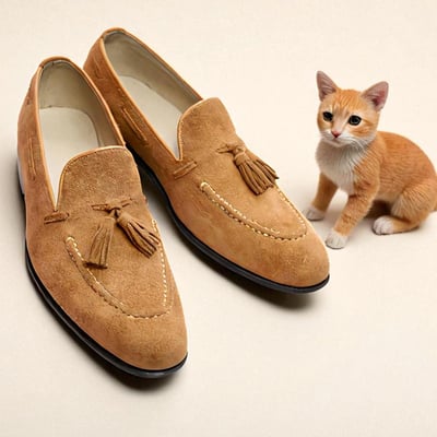 Crafted leather classic brown suede leather tassel loafers dress shoes