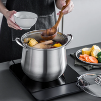 1pc Large Stainless Steel Stock Pot - Ideal for Soups, Stews, and More - Thumbnail 3