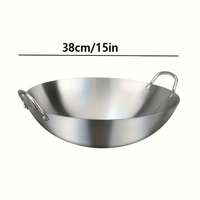 1pc Large Stainless Steel Wok, Uncoated Thick High-Quality - Thumbnail 9