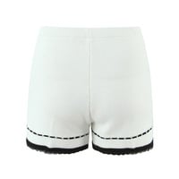 Fashionable and casual contrasting lace-trimmed stretch-knit shorts - Thumbnail 1