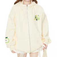 Cute apple green kitty cat ears hooded jacket - Thumbnail 5