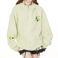 Cute apple green kitty cat ears hooded jacket - Thumbnail 7