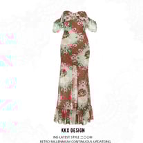Fashionable printed slim sexy one-shoulder dress
