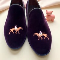 Crafted Leather Classic Maroon Velvet Moccasin Loafers Dress Shoes - Thumbnail 2