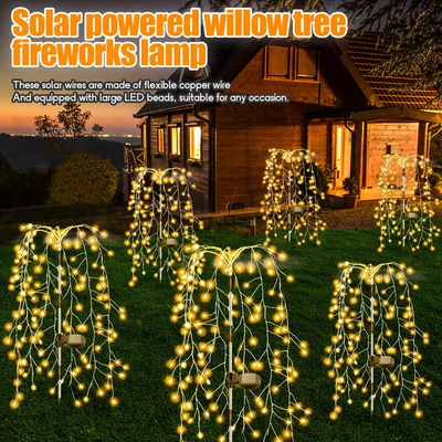 1pc 200LED Solar Firecracker Willow  Lights Outdoor