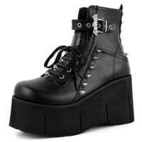 Stylish Wedge Heel Rivet Goth Punk High Platform Ankle Boots for Women - Thumbnail 3