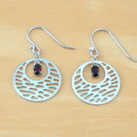 BOXED GIFT SET/Sterling Silver Garnet Boho Pendant & Chain/Garnet Necklace/Garnet Jewellery/Garnet Jewelry/Garnet Earrings/UK - Thumbnail 4